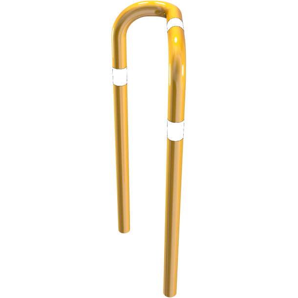 Anti-nudge hoop 90 | one sided- deep version | steel tube  76 mm | yellow / black | one-sided, left | height above ground: 1150 mm | for casting in concrete